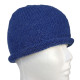 Rolled Cozy Beanie Hat Blue