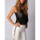 Black Fishnet Fringe Crop Top