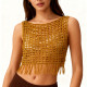 Weave Mesh Gold Crop Top