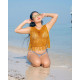 Weave Mesh Gold Crop Top
