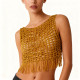 Weave Mesh Gold Crop Top