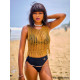 Weave Mesh Gold Crop Top